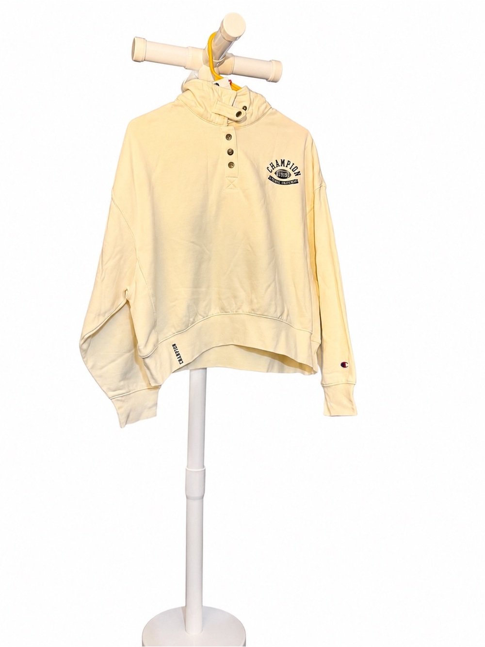 Champion Women's Light Yellow Button-Front Hoodie